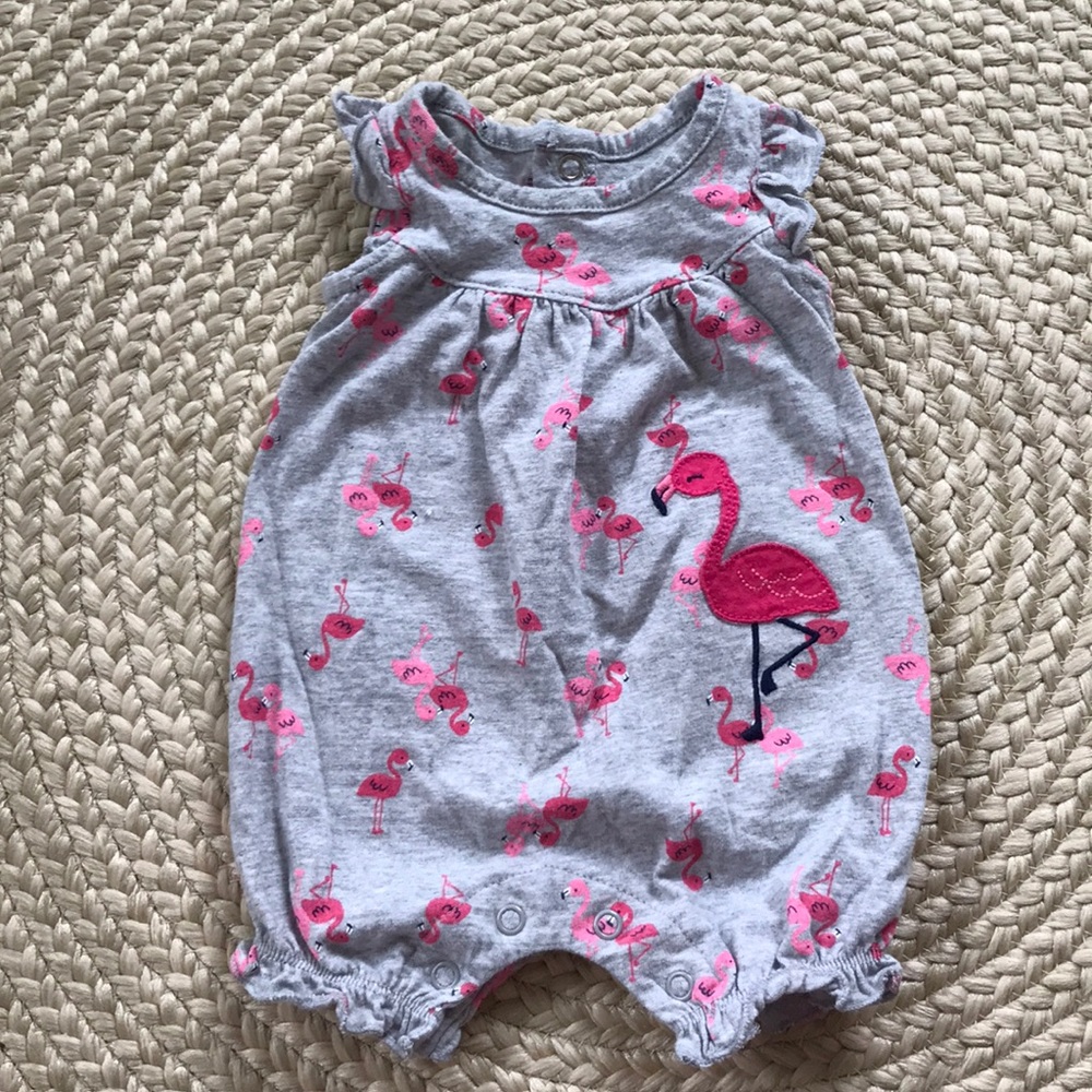Carter’s Newborn Flamingo Romper EUC